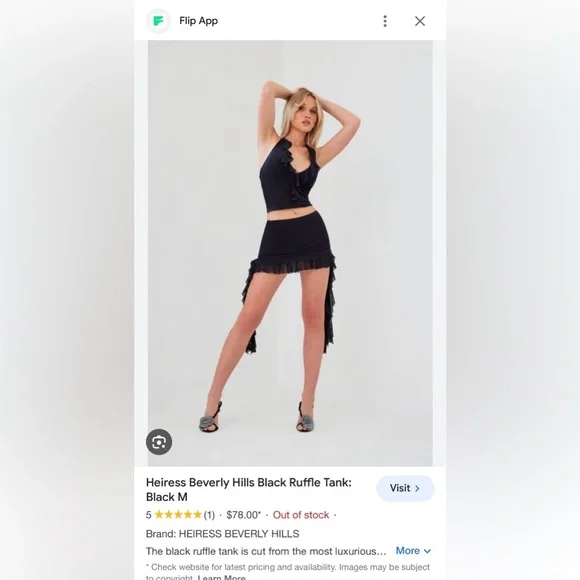 ⚡️Heiress Beverly Hills NWOT Black Ruffle Tank - Picture 3 of 4